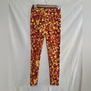 LuLaRoe Women's Gold Floral Leggings One Size